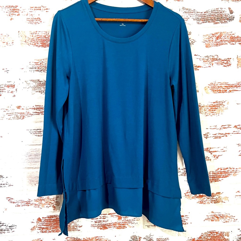 Soft Surroundings Tunic Blouse Long Sleeve Layered Look Size PM